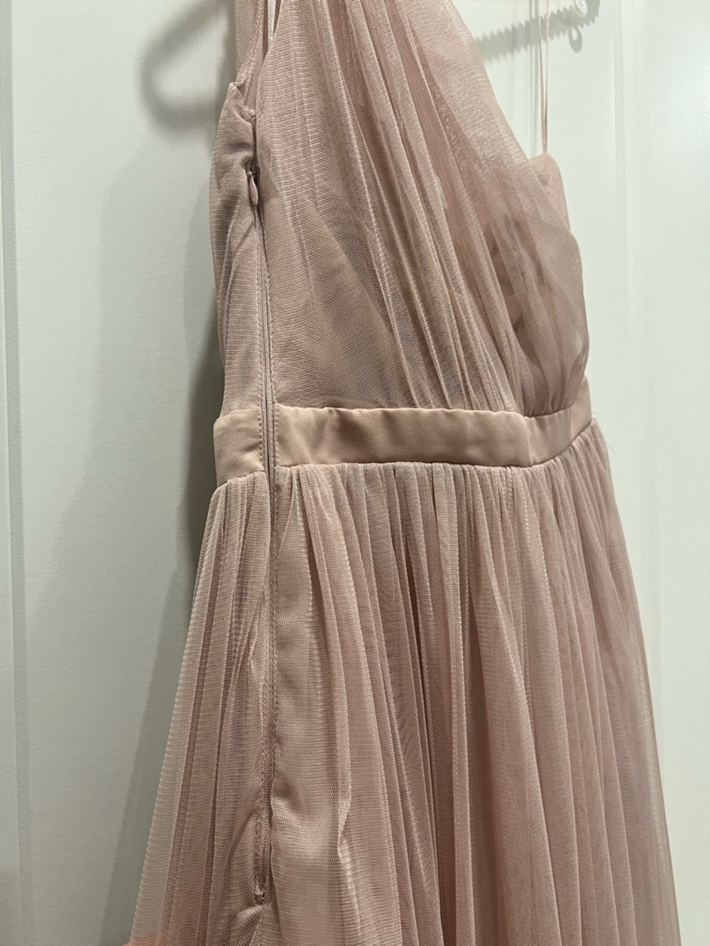 NWT Anaya Blush Tulle One Shoulder Dress Maxi Formal Bridesmaid Wedding Small - Picture 7 of 9